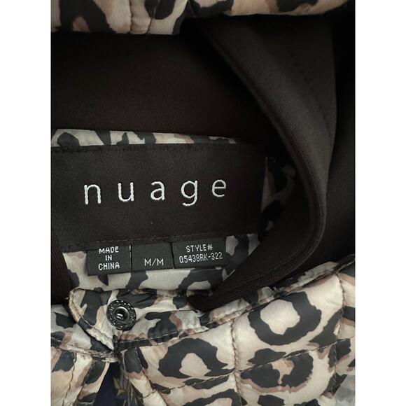 NUAGE Mixed Quilted Coat Jacket Leopard Print Scuba Hood Packable QVC Sz M - NWT - Picture 3 of 4